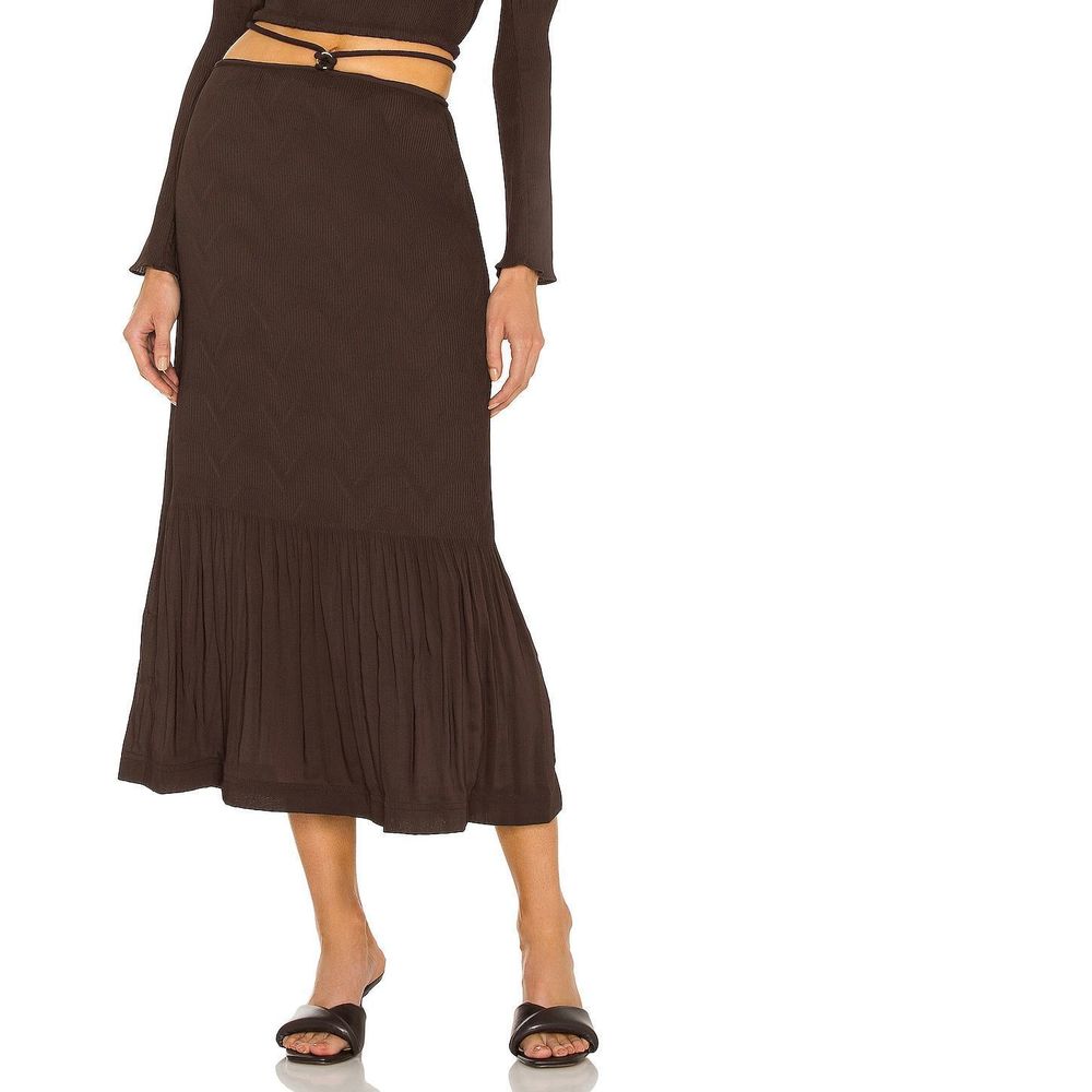 NEW Size 4 JONATHAN SIMKHAI Mia Tie Waist Skirt in Chocolate REVOLVE MSRP $295